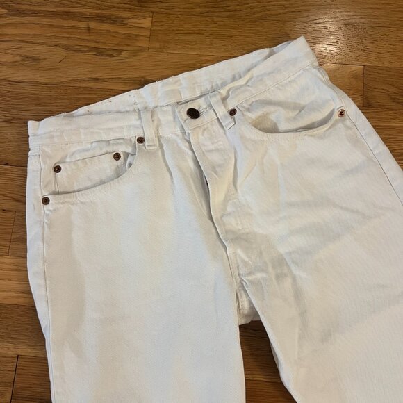 Vintage 80s Levi's 501 White Button-Fly Distressed USA Made Jeans - Men's 31x28 - Picture 3 of 8